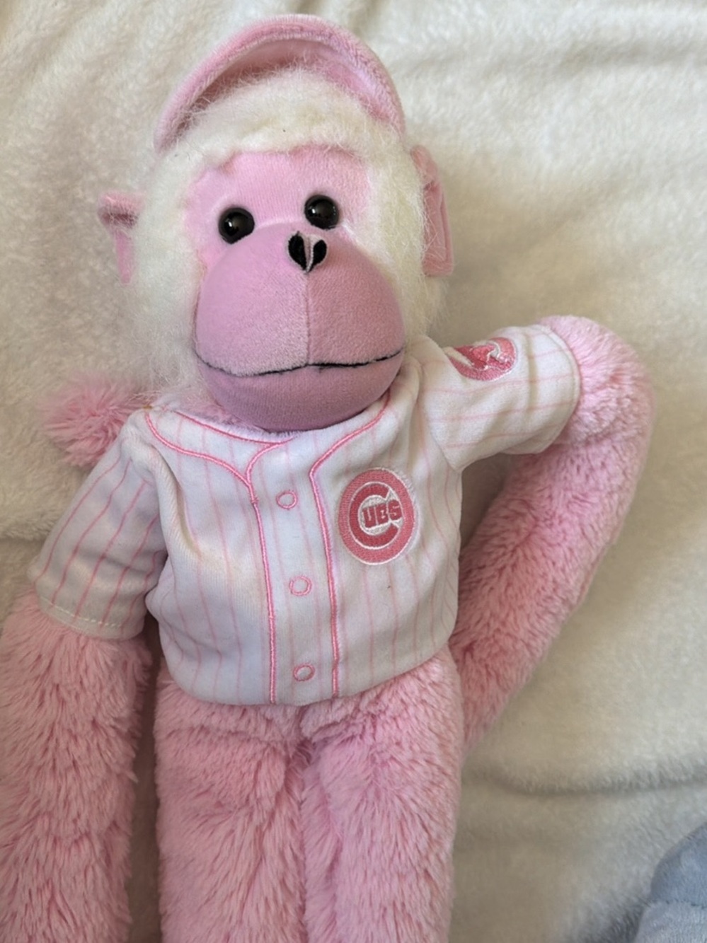 Pink Plush Monkey Stuffed Animal with White Jersey